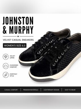 Johnston & Murphy Velvet Sneakers | Black | Women’s Size 6.5